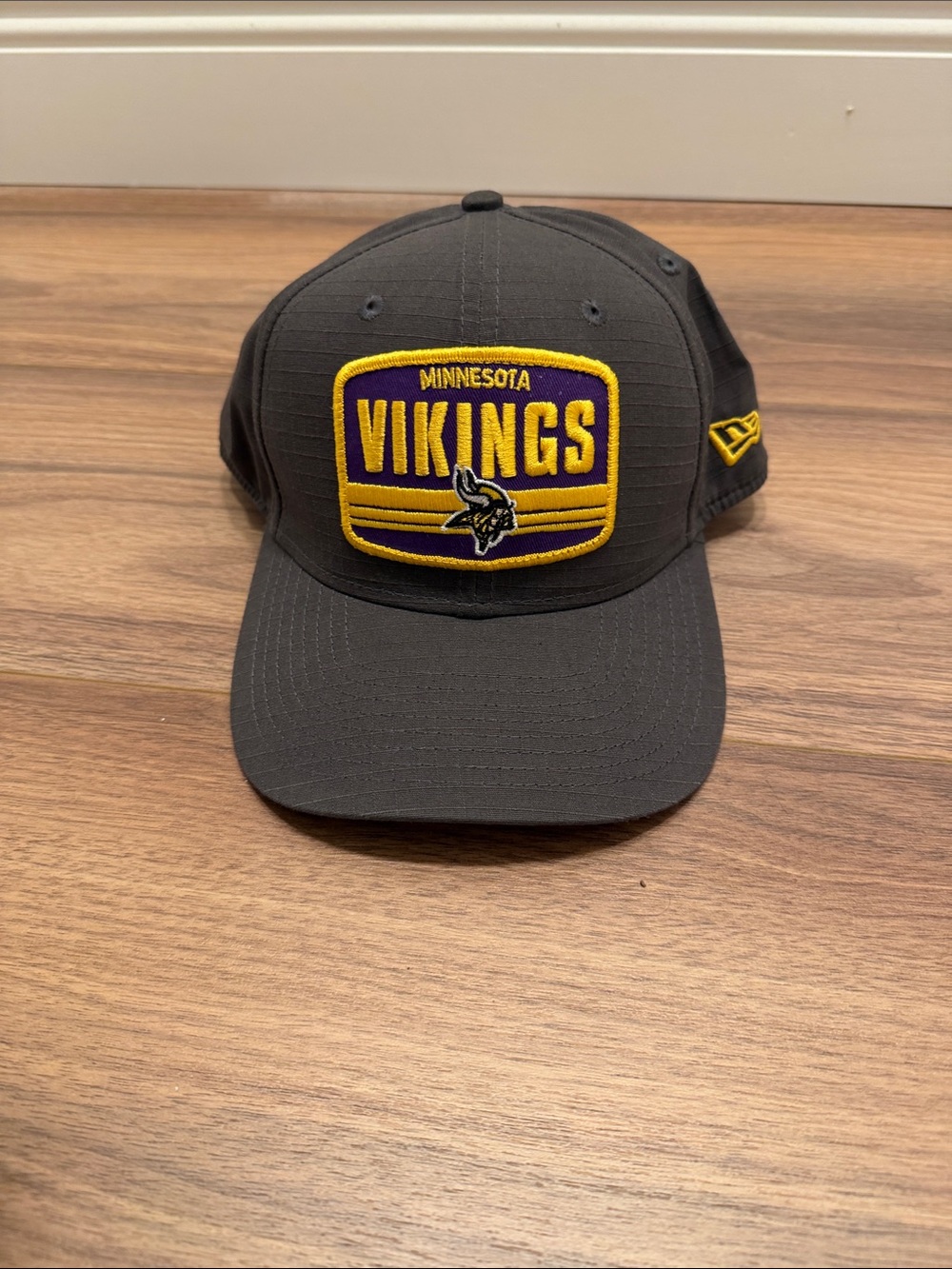 New Era Black Minnesota Vikings Patch Hat with Gold & Purple Trim